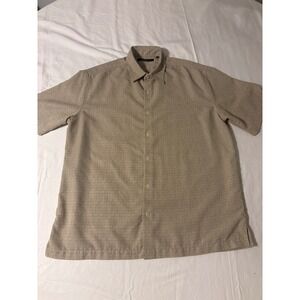 Axist Button Down Shirt Mens L Beige  Geometric Short Sleeve Top